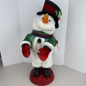Vintage Gemmy 20 Inch Animated Dancing Snowman Christmas Singing Plush - Works